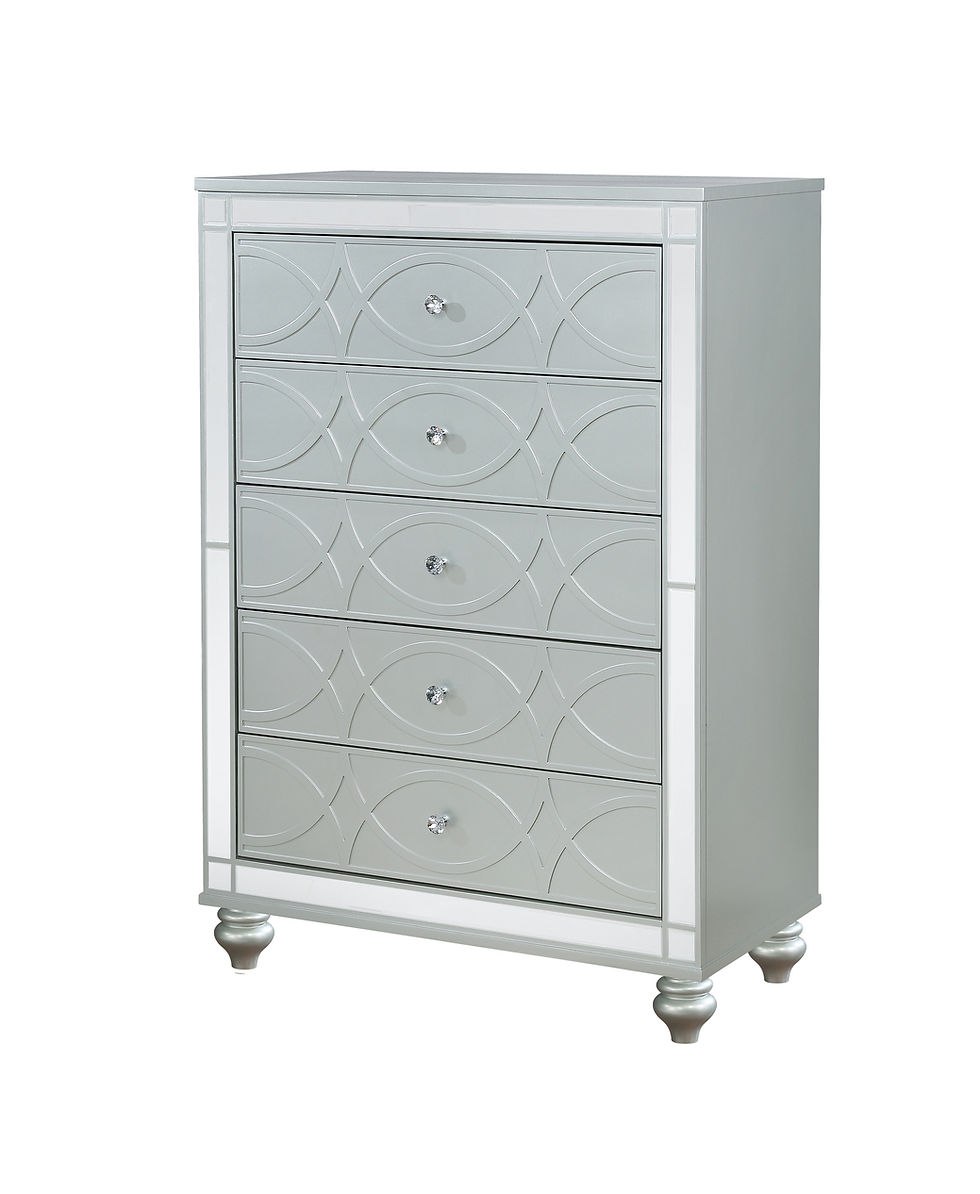 Thumbnail: 5-Drawer Chest Silver Metallic Pinewood Gunnison