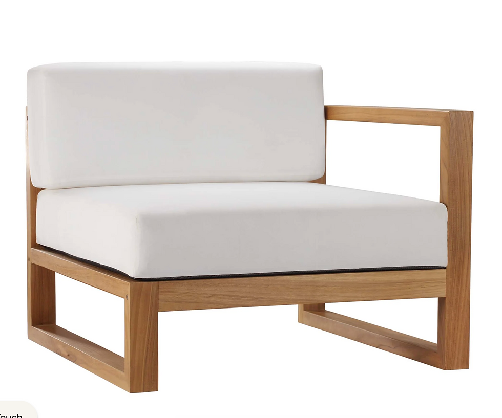 Thumbnail: 4-Piece Outdoor Patio Teak Wood Sectional Sofa Set in Natural White