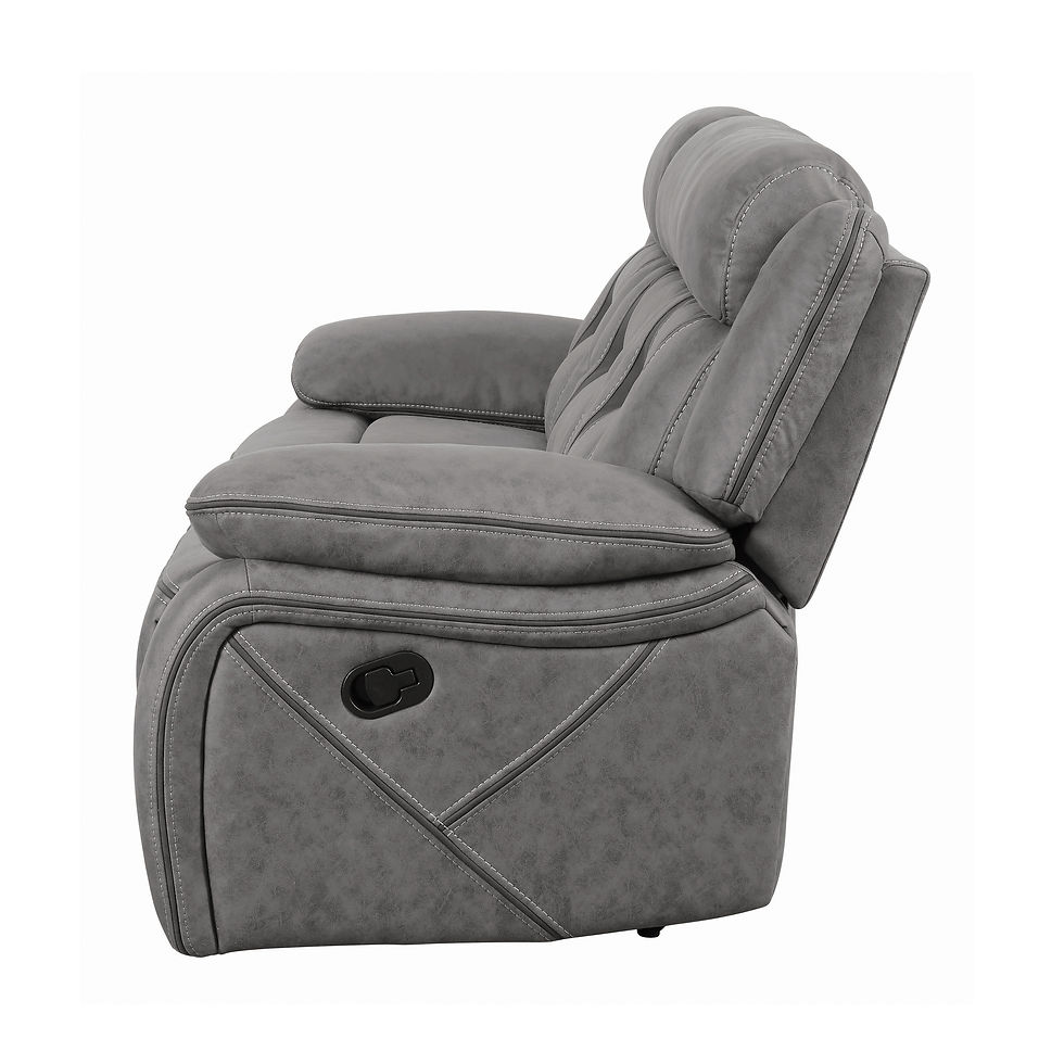 Thumbnail: Pillow Top Arm Motion Loveseat With Console Grey Wall Hugger Mechanism Higgins