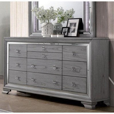 Thumbnail: ALANIS CM7579 LED Upholstered Light Gray Bed by Furniture of America