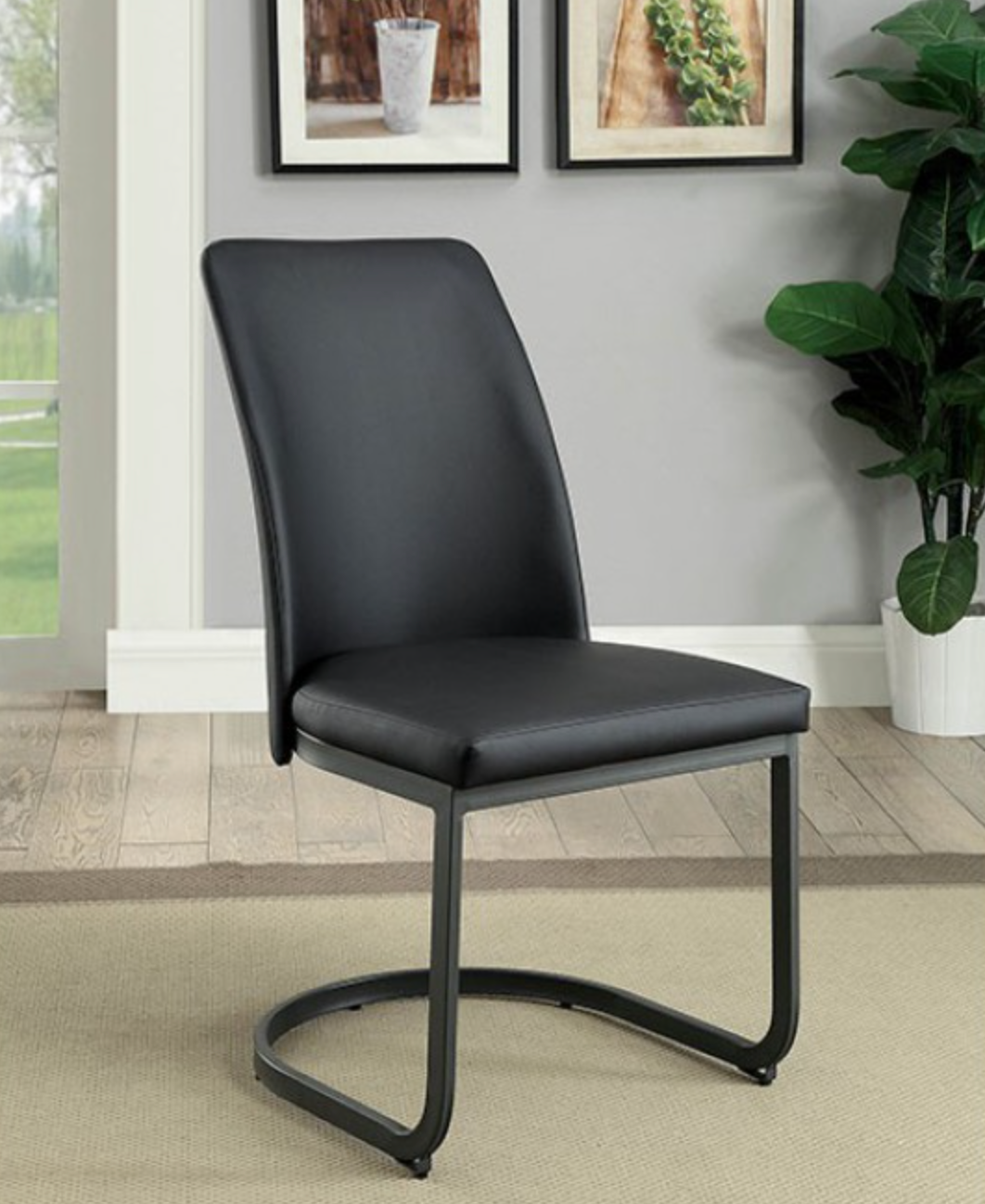 Contemporary Dark Gray, Black Side Chair SASKIA FOA CM3918SC