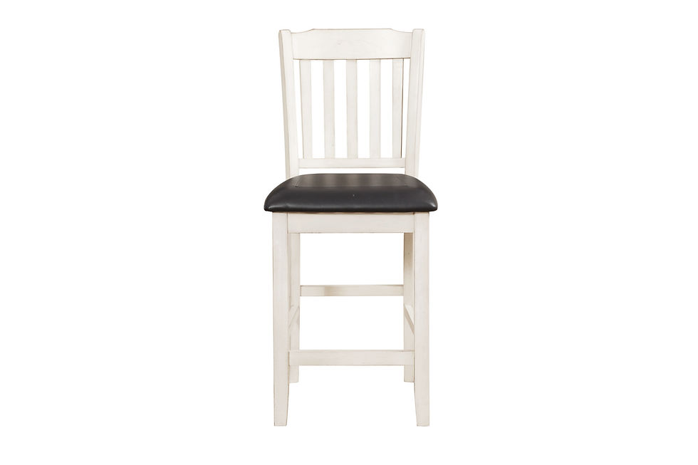 Thumbnail: White Counter Wood Stool Brown bi-cast Vinyl Seats 5162WW-24 Kiwi Home