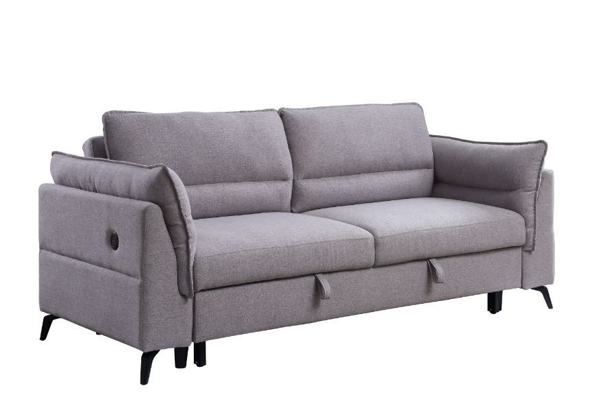 Thumbnail: Gray Fabric Futon W/ USB Helaine 55560