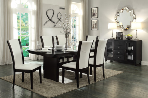 Espresso Dining Table with Black Glass Insert 710-72TR Daisy ...
