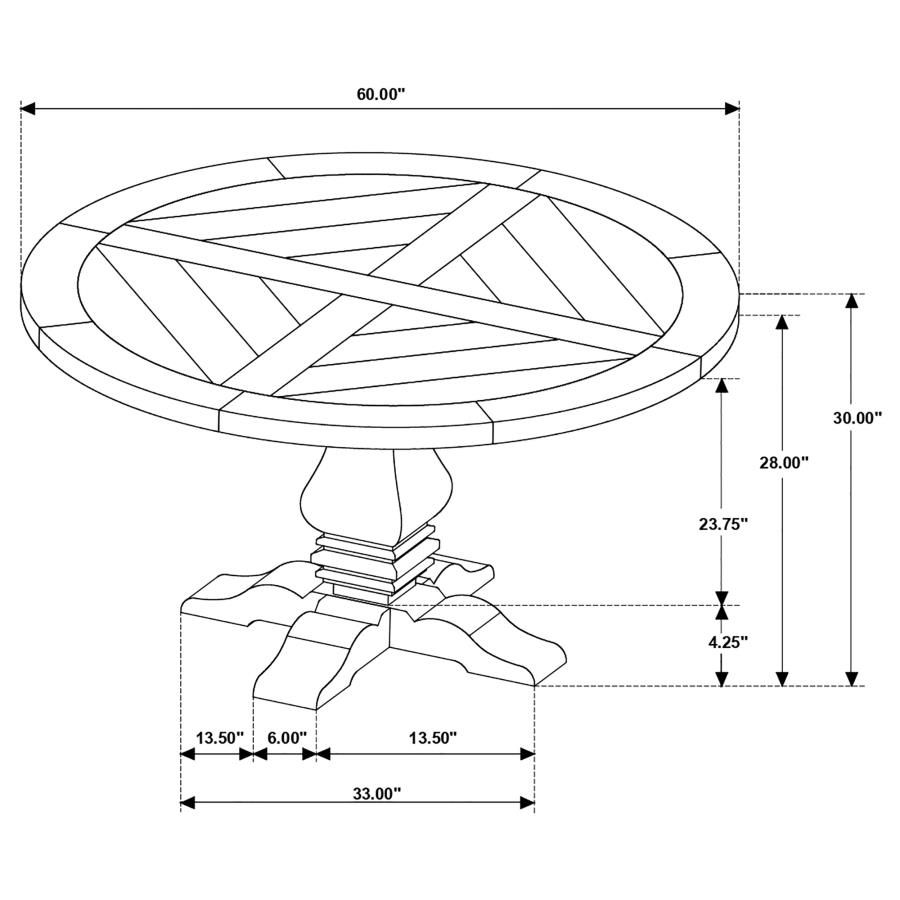 Thumbnail: Florence Round Pedestal Dining Table Rustic Smoke 180200