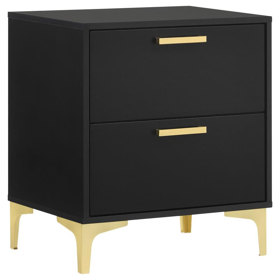 Thumbnail: 224451 KENDALL Black Gold Velvet Bed by Coaster
