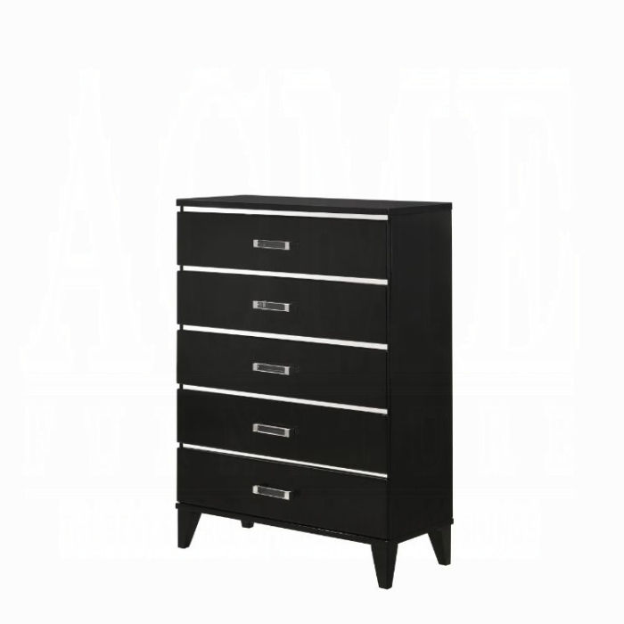 Thumbnail: CHELSIE GRAY FABRIC & BLACK FINISH Bed Frame by Acme