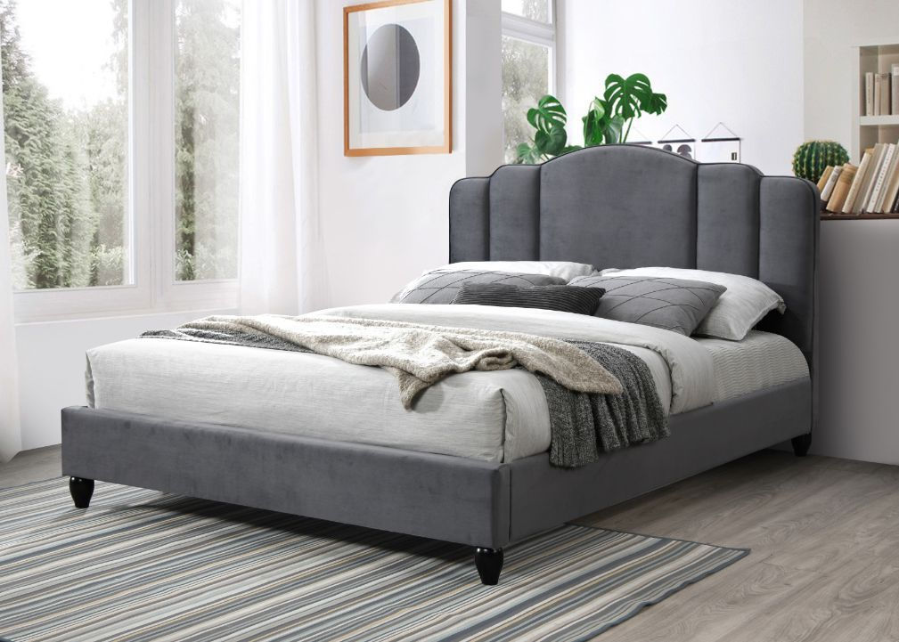 Charcoal Fabric Platform Bed - 28970 GIADA