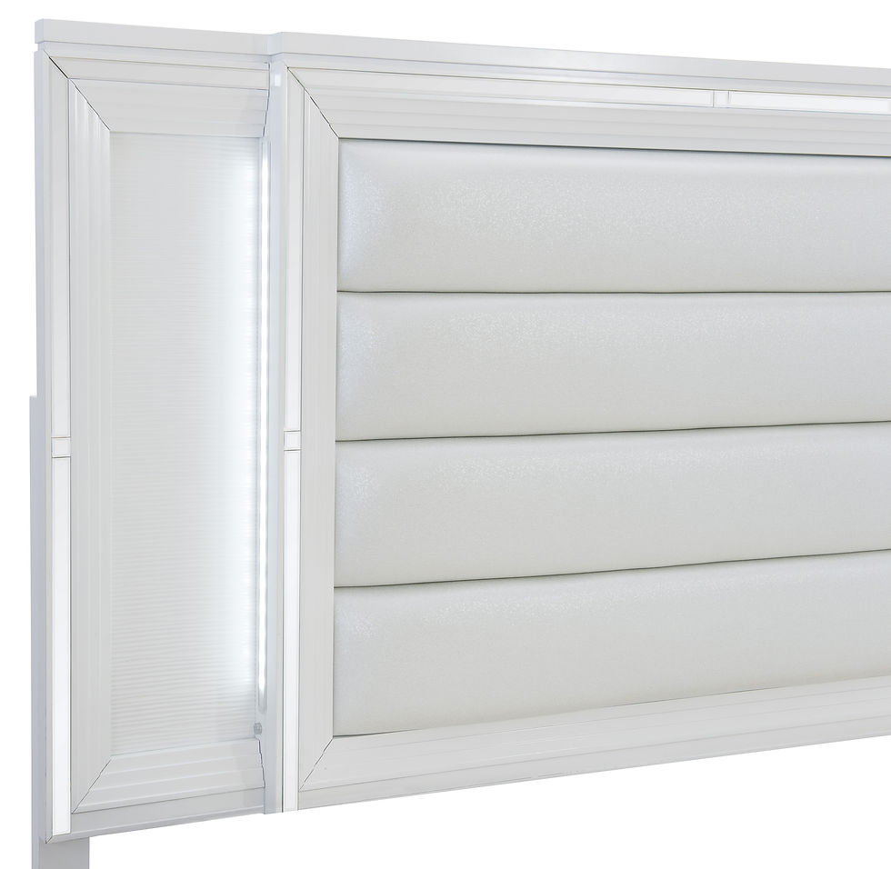 Thumbnail: Tamsin 1616W Glamour White Metallic Finish Bed w/Storage by Homelegance