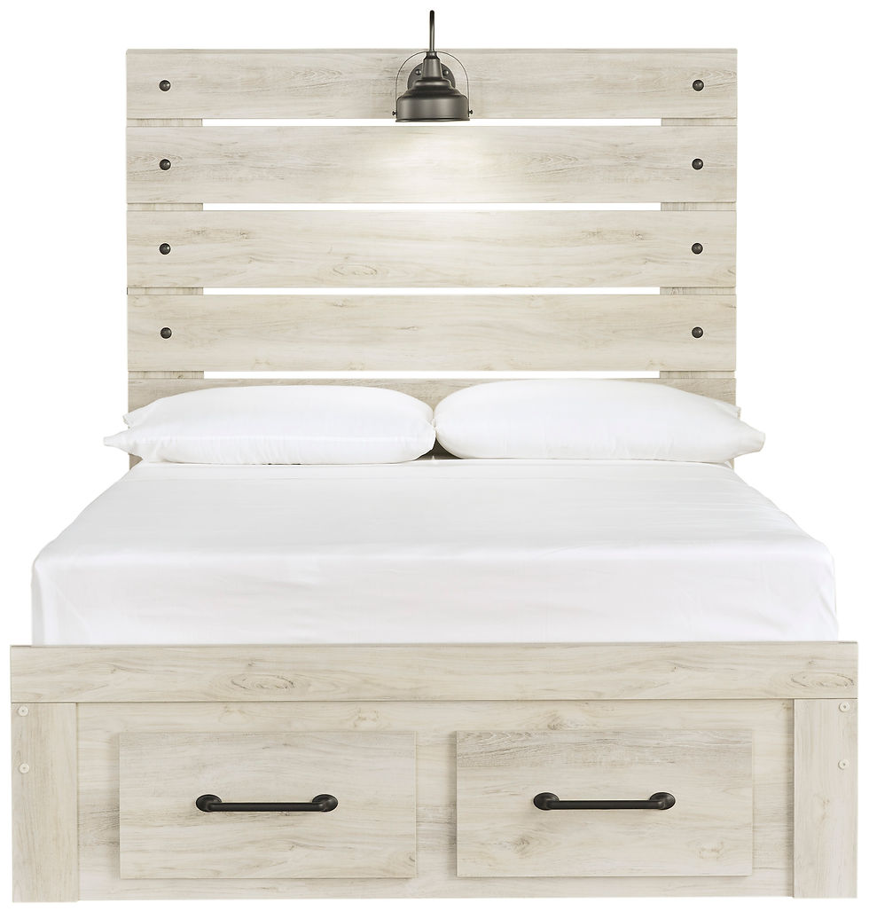 Thumbnail: Full Bed w/Storage Rustic Industrial Style Wispy White Finish Cambeck B192