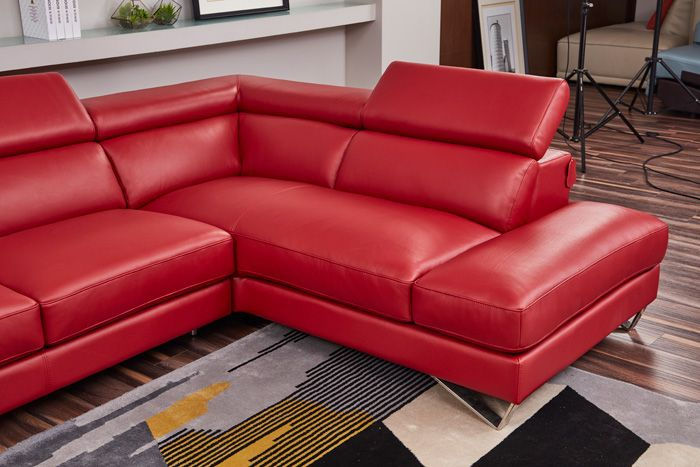Thumbnail: EK-L8010L-RED AE Red Left Sitting Genuine Leather Sectional