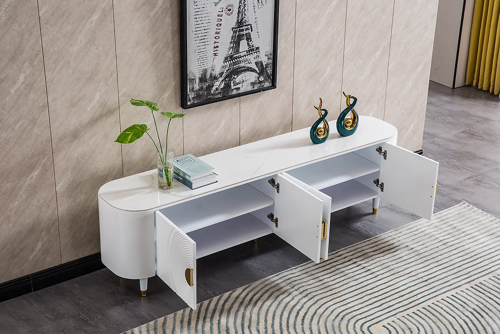 Thumbnail: WHITE LACQUER w/Gold TV Stand TV006 Artisan
