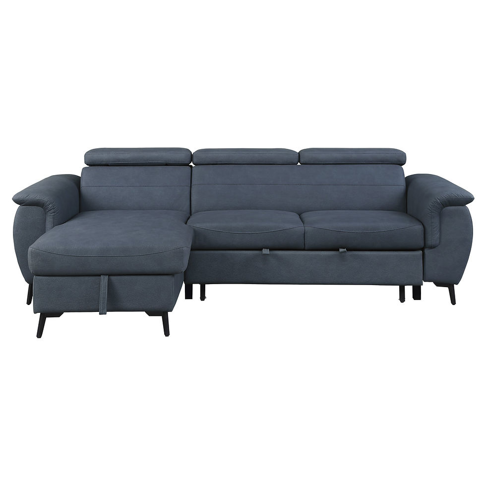 Thumbnail: Cadence Modern Blue Microfiber Sectional pullout Bed/Storage Homelegance