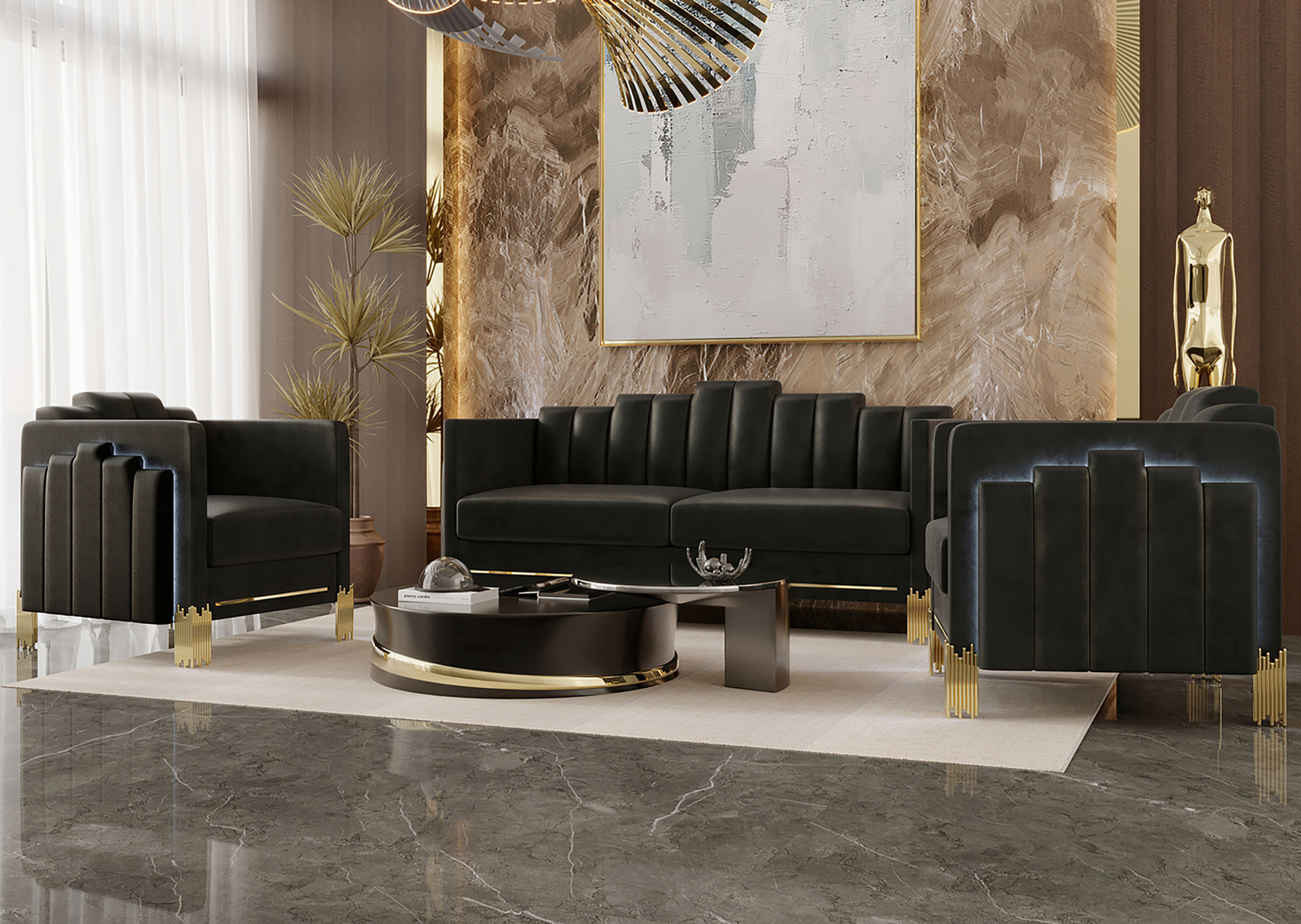 EMPIR LIGHTED LOVESEAT-BLACK/GOLD