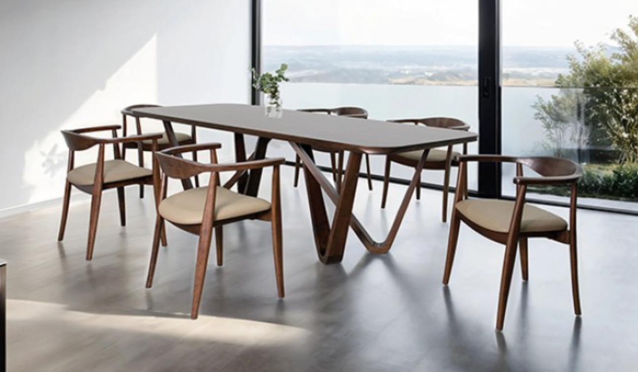 FOA Nordby Mid-Century Modern Rich Walnut Dining Table