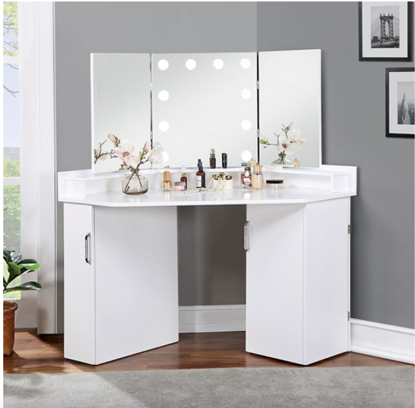 Glam White Mirror LORYBELLE Vanity FOA FOA-DK5134WH