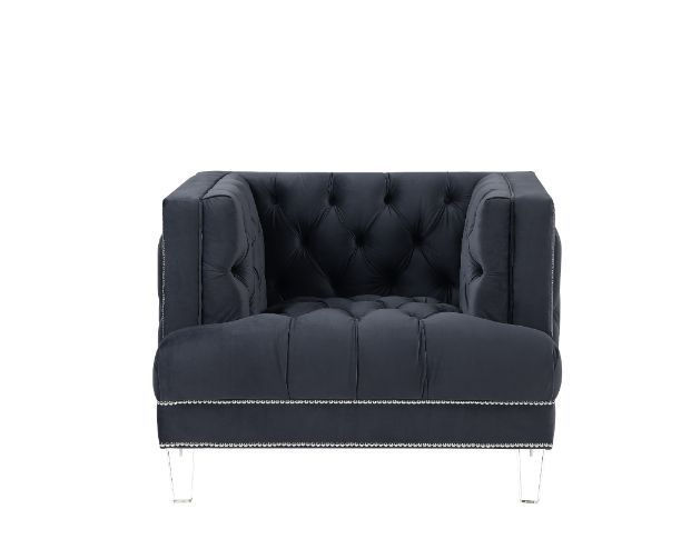 Thumbnail: Chair ANSARIO 56462 CHARCOAL VELVET Tufted Acrylic Leg by Acme