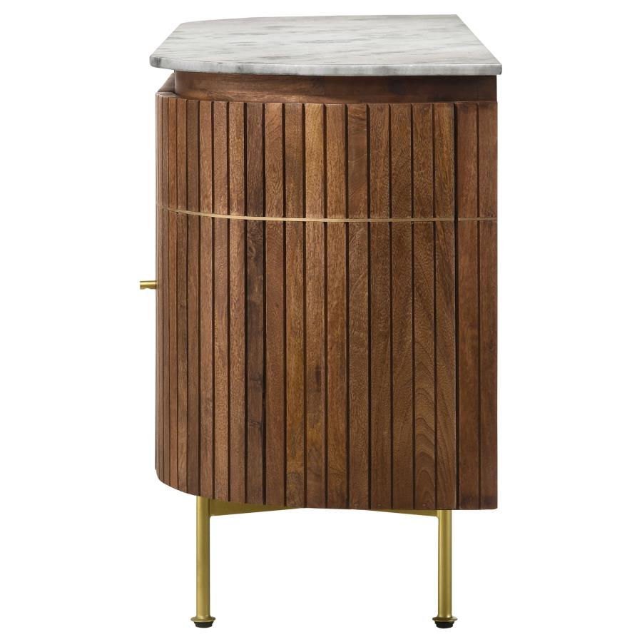 Thumbnail: Ortega 4-door Marble Top Dining Sideboard Server White and Natural 105145