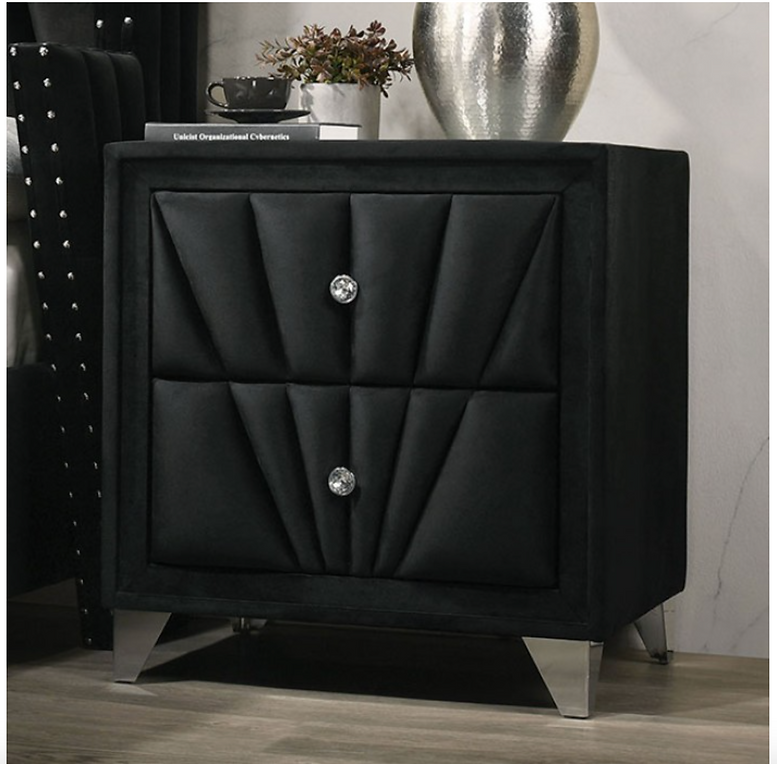Thumbnail: CARISSA CM7164BK Transitional Black Velvet Winged Back Bed Frame