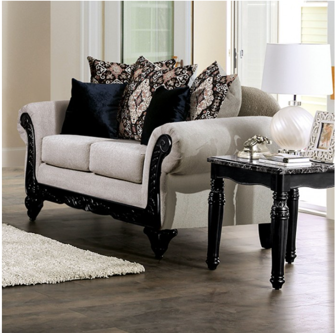 MOLFETTA SM7304-LV Traditional Light Brown/Black Chenille Loveseat