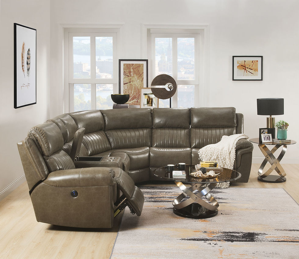 Thumbnail: All  Lonna Sectional Sofa (Power Motion) Taupe Leather-Gel