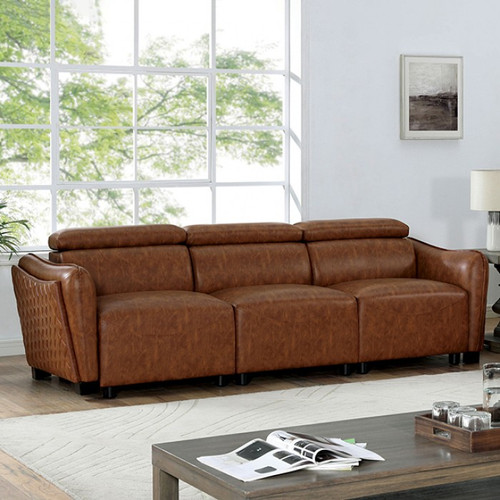 MIDCENTURY MODERN SOFA BROWN LEATHERETTE HOLMESTRAND FOA6484BRSF EuroclassicFurniture