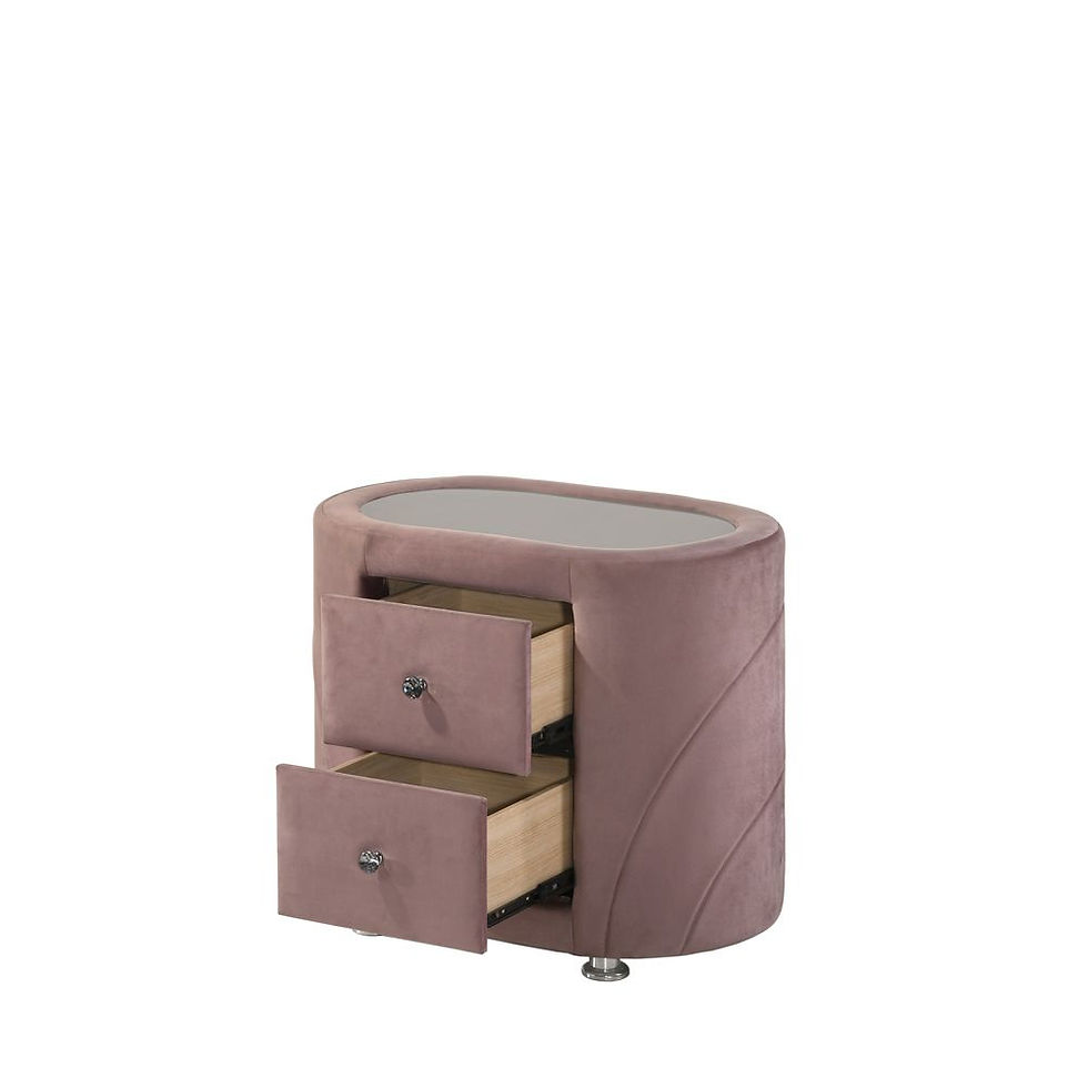Thumbnail: Salonia BD01184 Contemporary Pink Velvet Night Stand by Acme