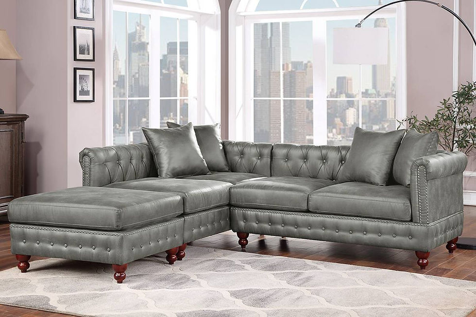 492 Port Sectional Reversible Grey Breathable Leatherette
