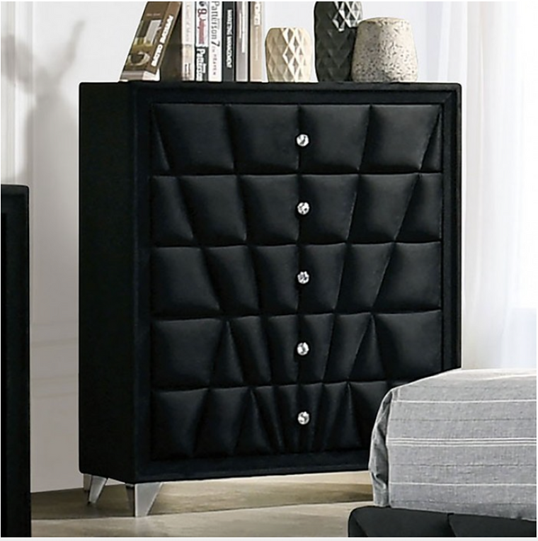 Thumbnail: CARISSA CM7164BK Transitional Black Velvet Winged Back Bed Frame