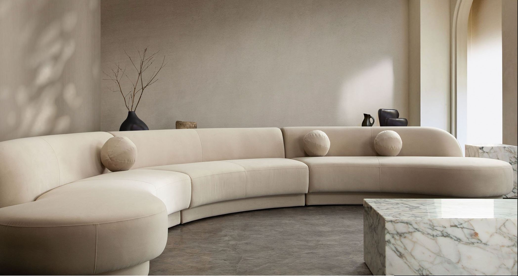 Zelda Modern Light Camel Performance Velvet 3 PC Sectional Diamond Sofa