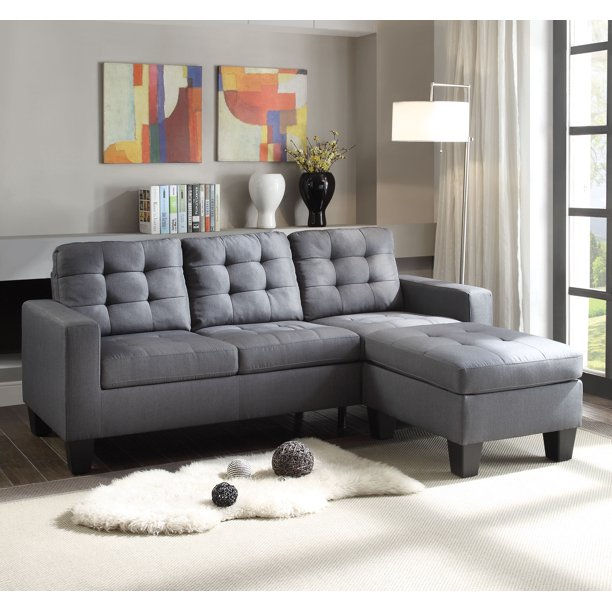 Earsom Sectional Sofa Gray Linen 52775