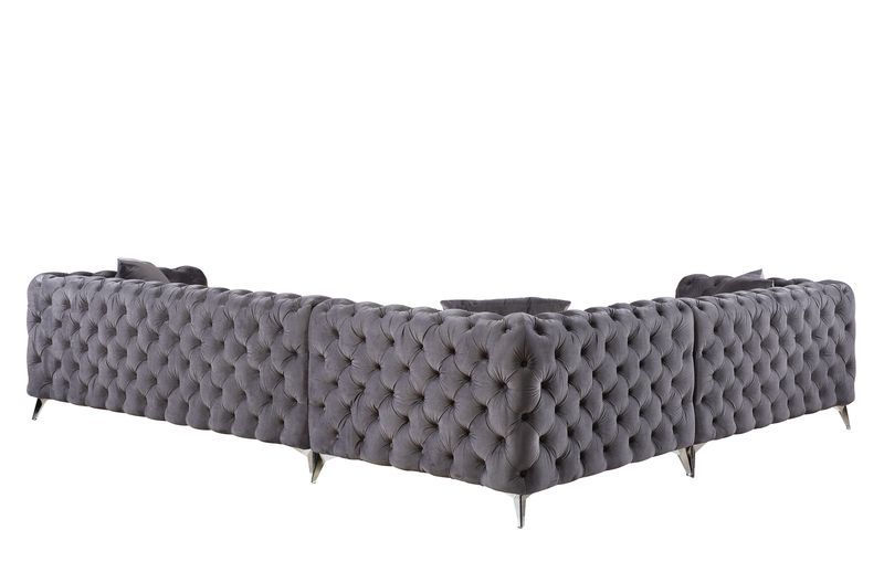 Thumbnail: Sectional Sofa Dark Gray Velvet Wugtyx LV00335