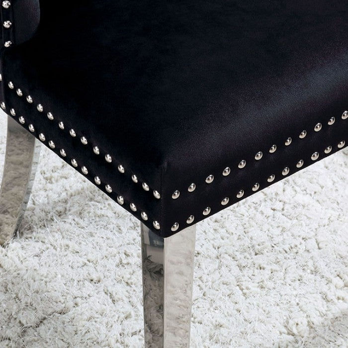 Thumbnail: Black Wingback Chair Chrome, Flannelette, Solid Wood CM-AC261BK JEWETT