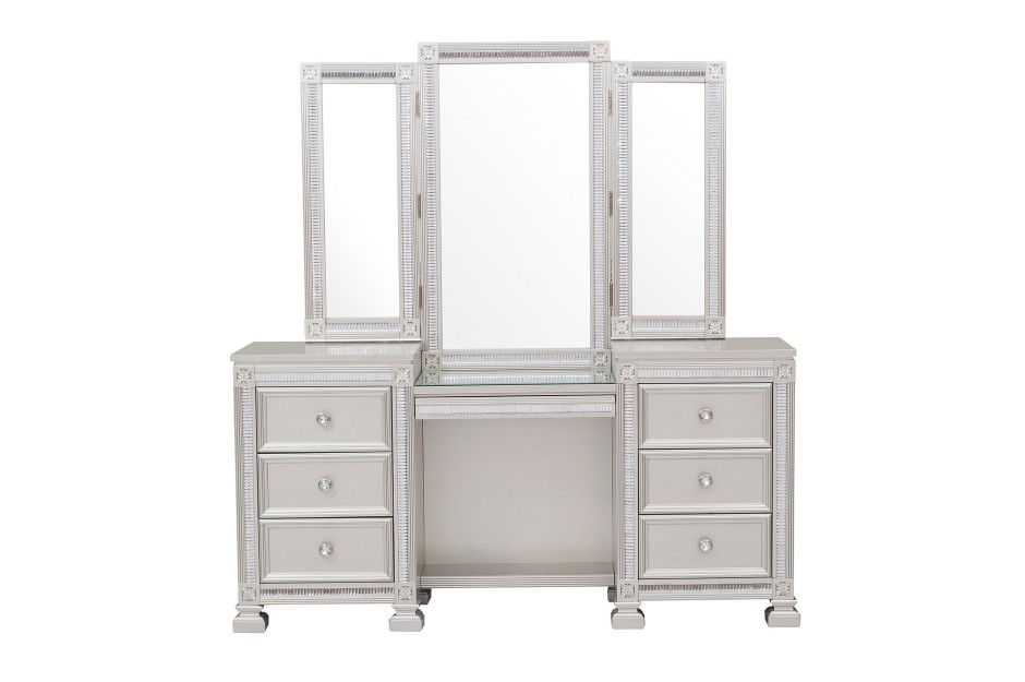 Silver-Crystal Vanity Dresser with Mirror 1958-15 Bevelle
