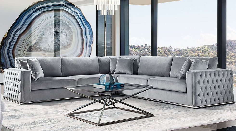 Envy Platinum Grey Velvet Sectional