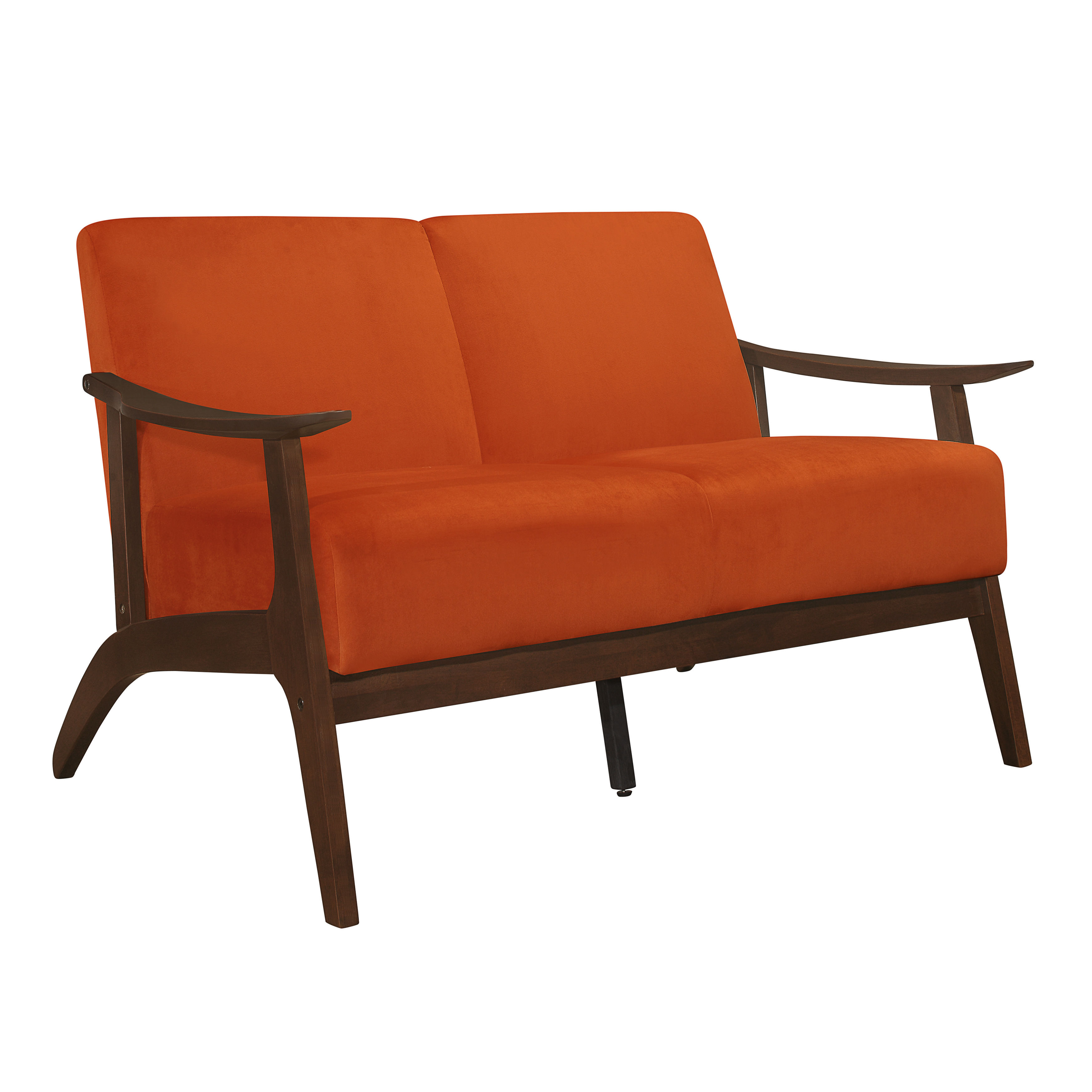 Mid Century Orange Velvet Loveseat Carlson 1032RN-2 Homelegance