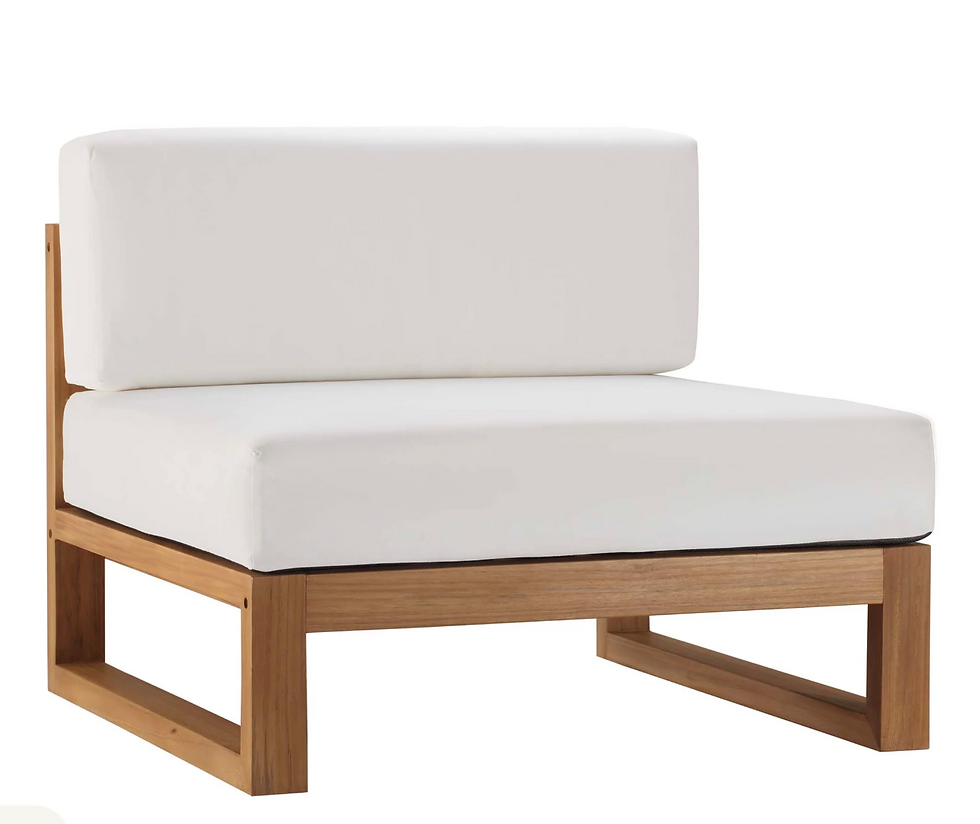 Thumbnail: 4-Piece Outdoor Patio Teak Wood Sectional Sofa Set in Natural White