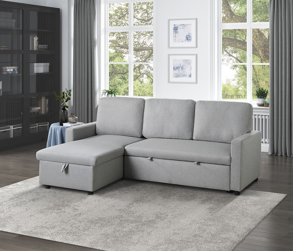 9359 Gray Upholstery 2-Piece Reversible Sectional with Pull-out Homelegance