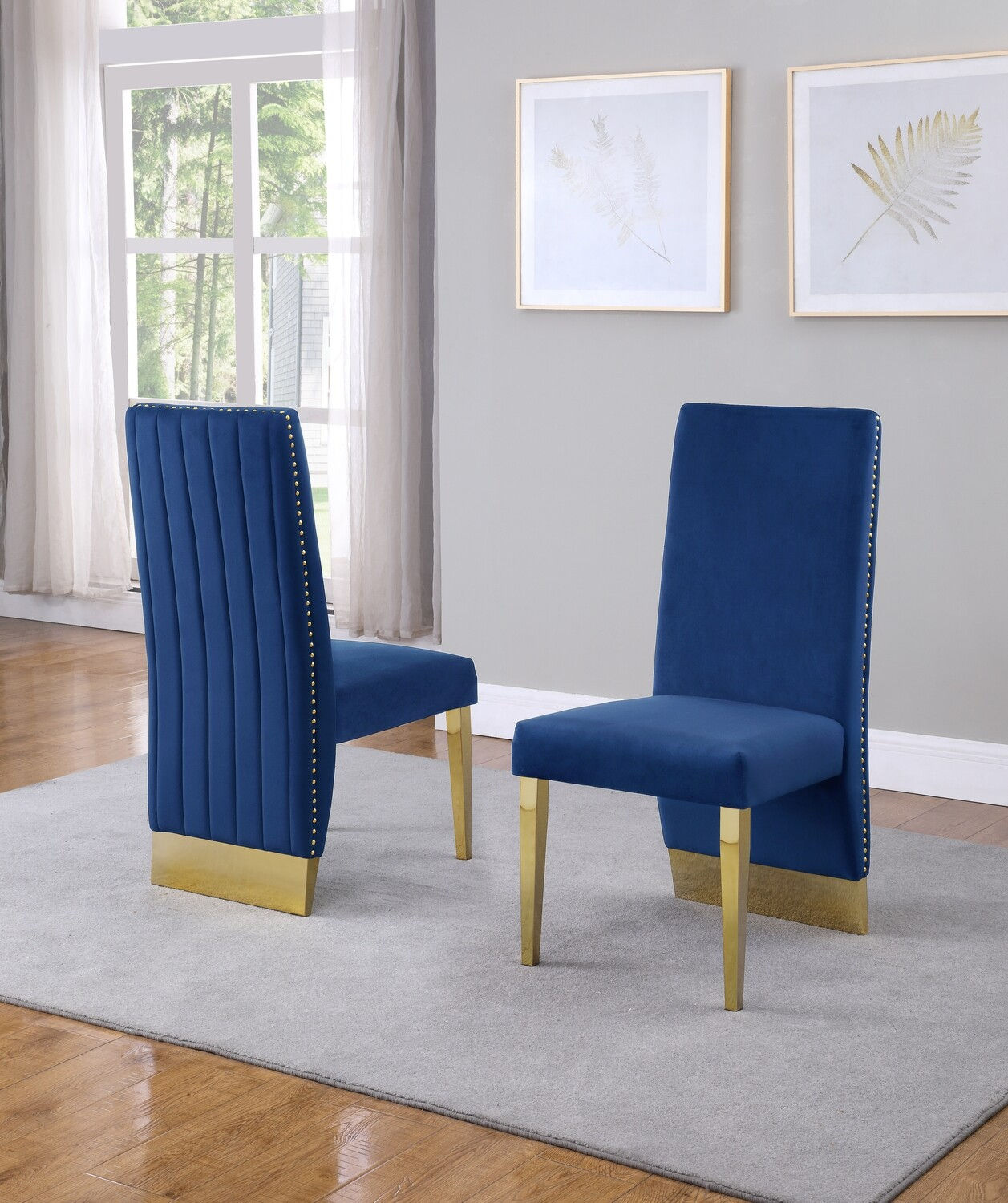 SC161 BestQ Navy Blue/Gold Velvet Chair