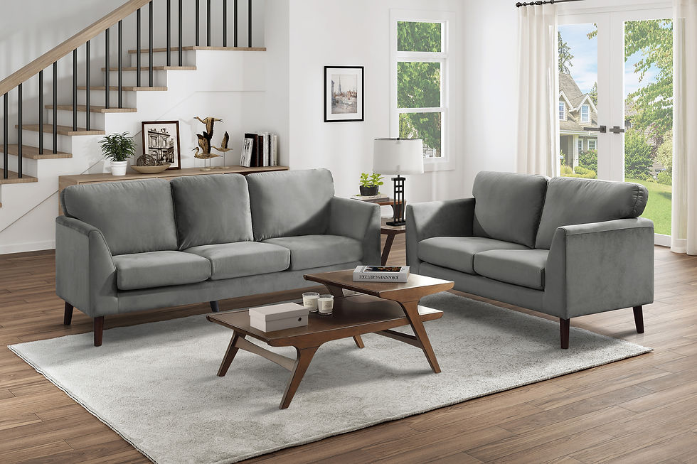 Thumbnail: Grey Sofa 9338GY-3 Tolley Velvet Mid Century