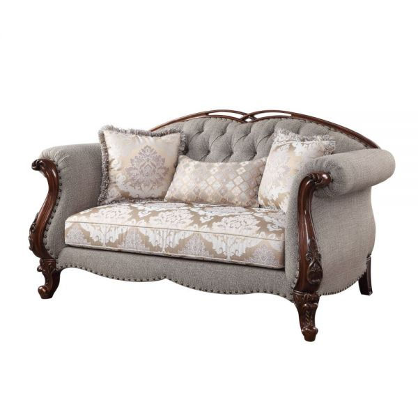 Thumbnail: Miyeon Loveseat Fabric & Cherry Finish 55366