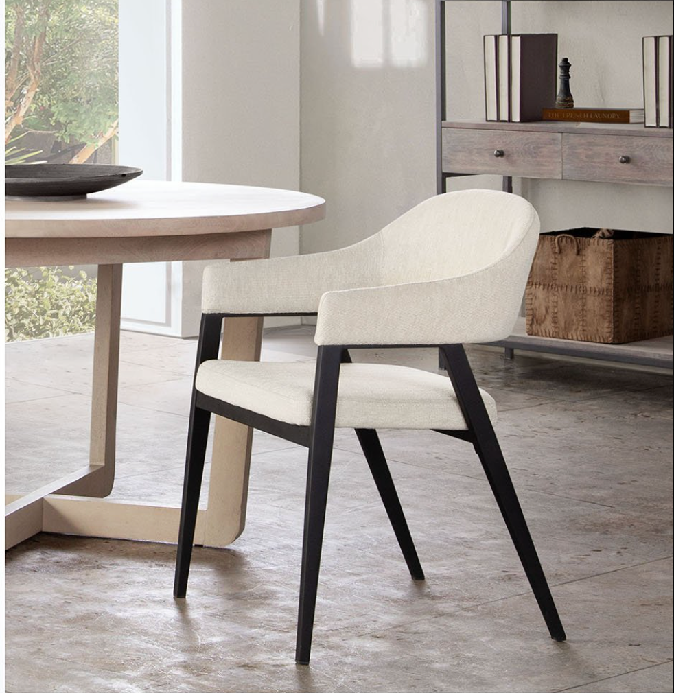 Adele Cream Fabric / Black Dining Chair Diamond Sofa