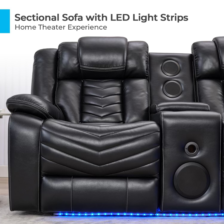 Thumbnail: Symphony Sectional Recliner Power Bass Speakers LED USB Ports