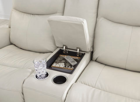 Thumbnail: Mindanao Genuine Leather Power Reclining Loveseat in Coconut