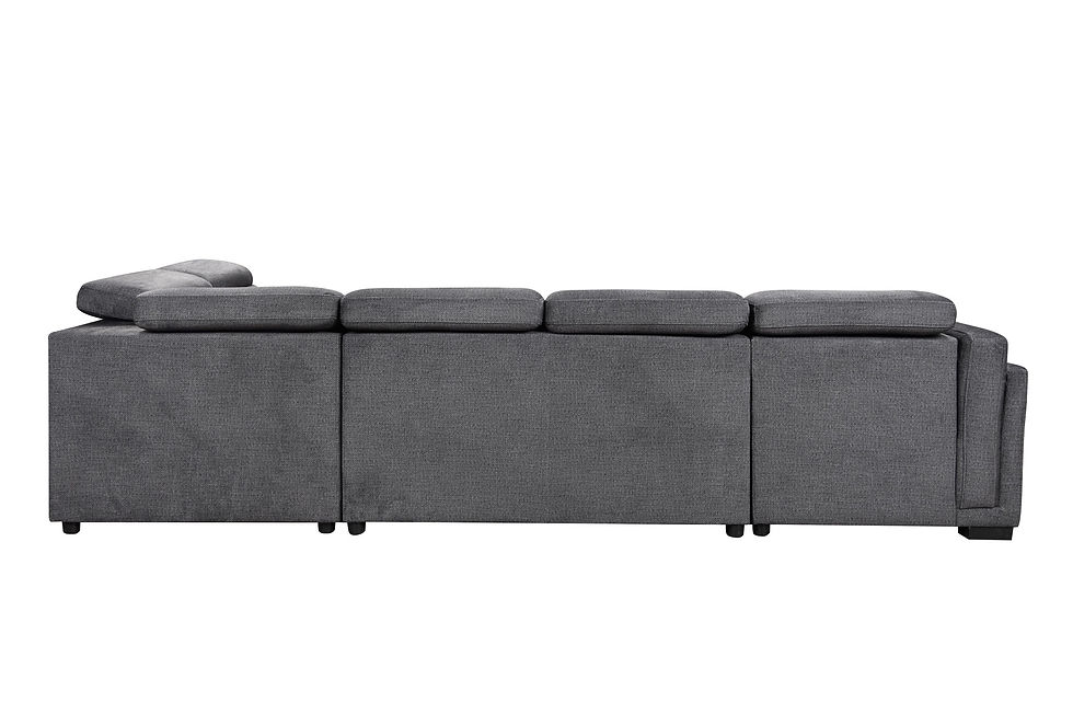 Thumbnail: Omega U-Shaped Modern Fabric Sofa Bed Sectional With Adjustable Headrests