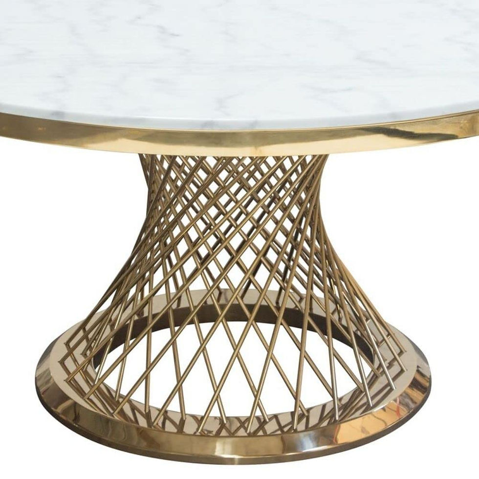 Thumbnail: Albaster Round Marble Spiral Coffee Table in Gold Stainless Steel