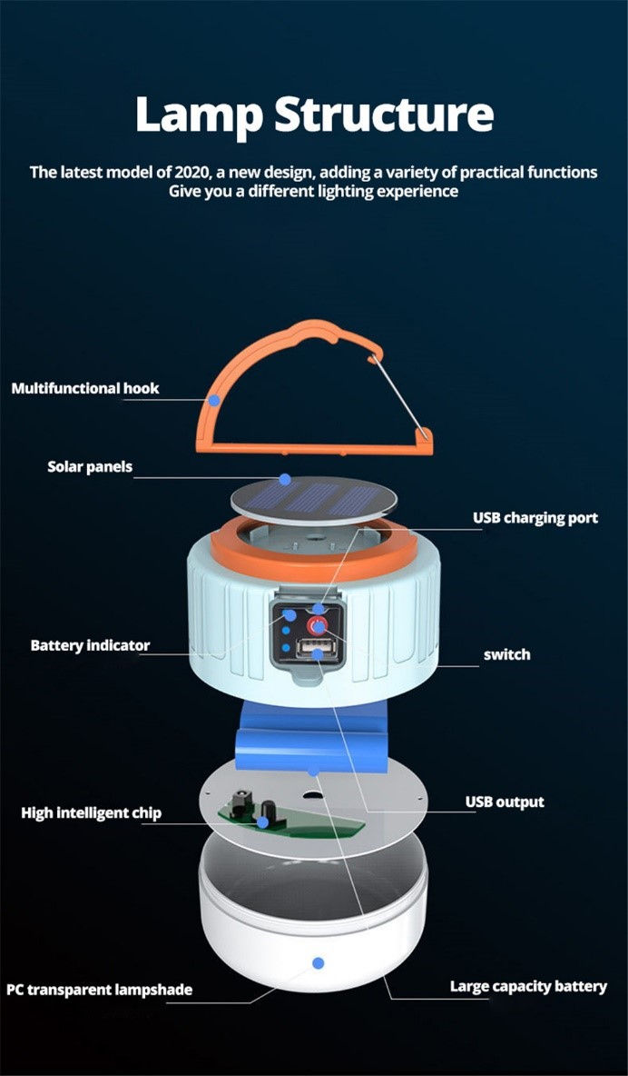 Solar Lamp for Outdoor Camping Super Bright