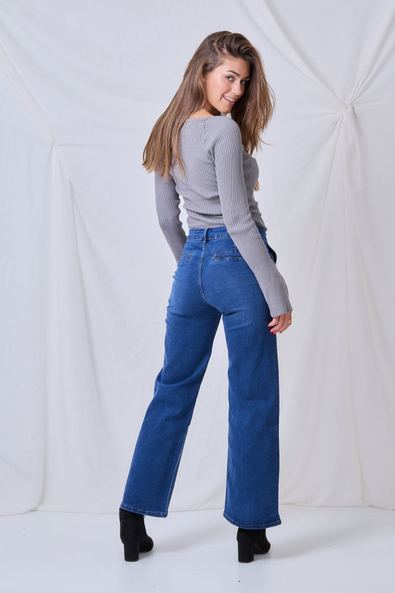 Thumbnail: Mid wash Wide Leg Jeans