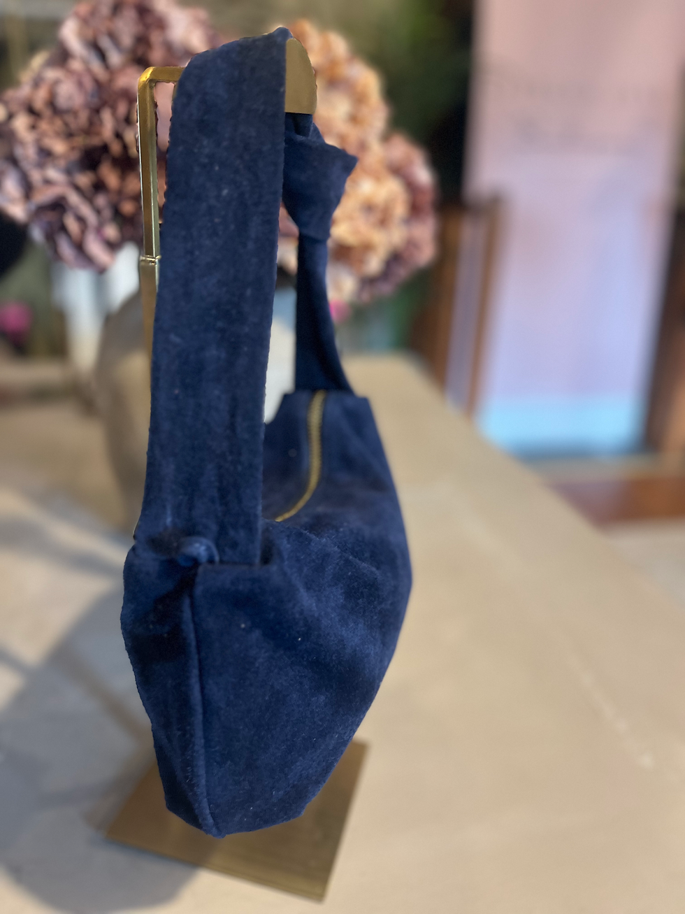 Thumbnail: Navy suede Knot handle Bag