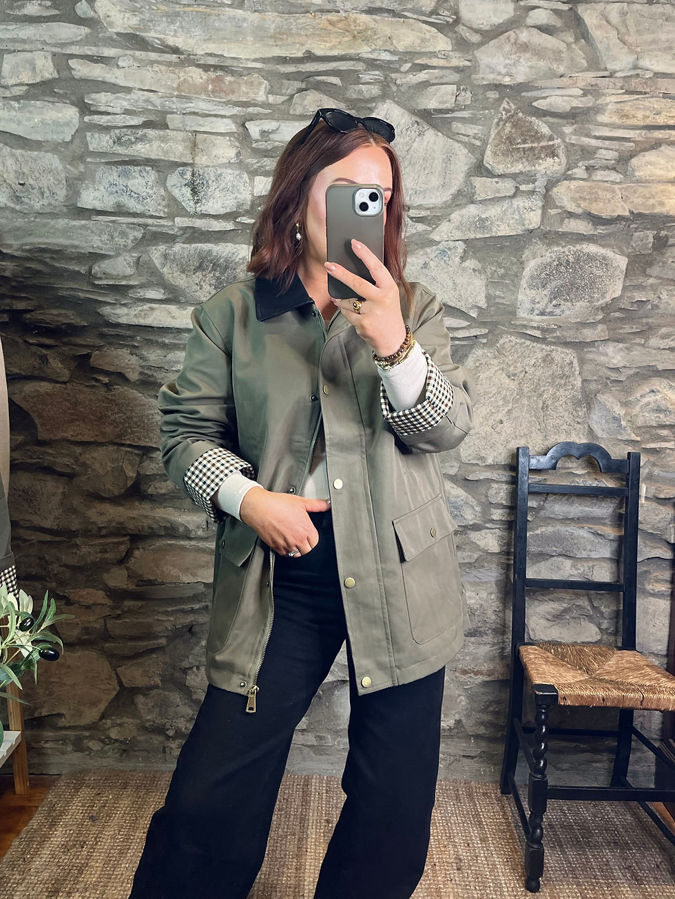 Thumbnail: Olive checked detail Barn Jacket